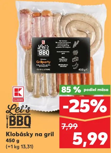 Let’s BBQ Klobásky na gril Schweinsbratwurst