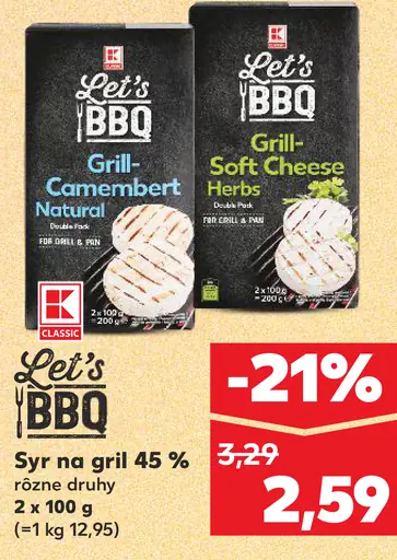 K-Classic Let’s BBQ Grill Camembert Natural syr na gril 45 % rôzne druhy