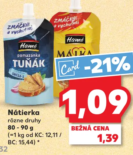 Hamé nátierka tuniaková rôzne druhy