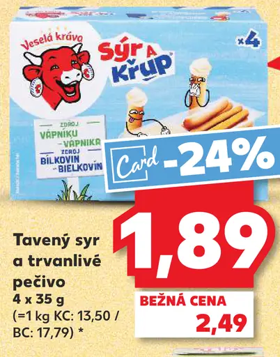 Veselá krava syr a trvanlivé pečivo