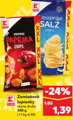 K-Classic zemiakové lupienky paprika chips