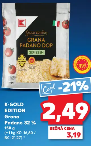 K-Gold Edition Grana Padano 32 % strúhaný syr