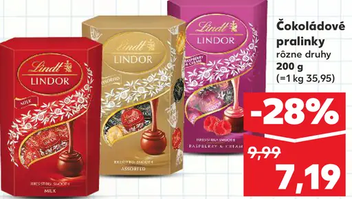 Lindt Lindor čokoládové pralinky rôzne druhy