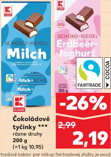 K-Classic Schoko-Riegel Erdbeer Jogh čokoládové tyčinky