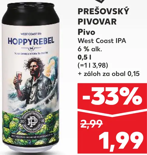 Prešovský Pivovar HoppyRebel West Coast IPA pivo plechovka
