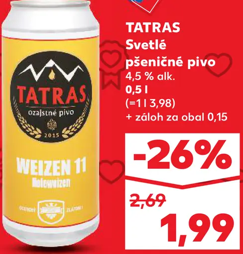 Tatras svetlé pšeničné pivo plechovka