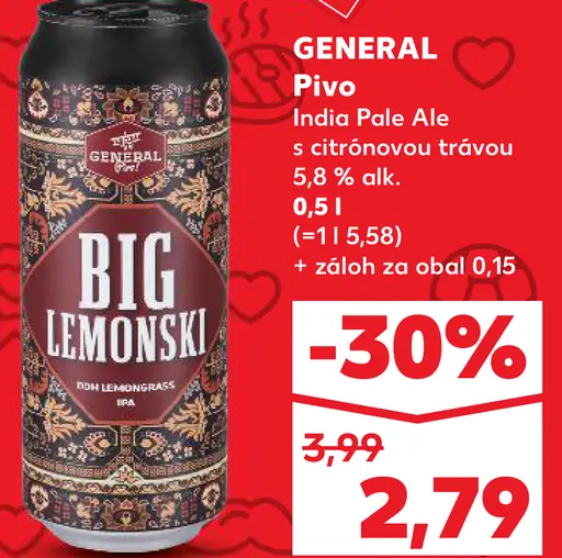 General pivo India Pale Ale s citrónovou trávou plechovka
