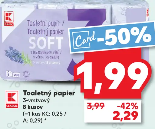 K-Classic Toaletný papier 3-vrstvový
