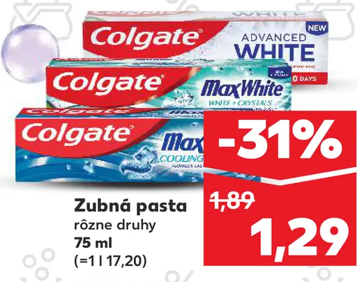 Colgate zubná pasta, vybrané druhy