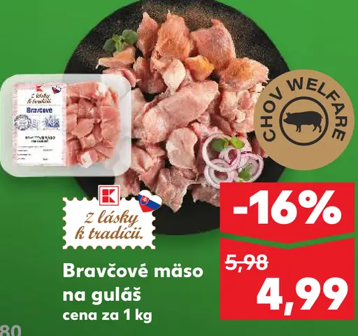 Bravčové mäso na guláš