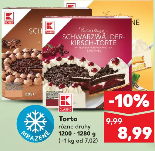 K-Classic Mrazená torta rôzne druhy