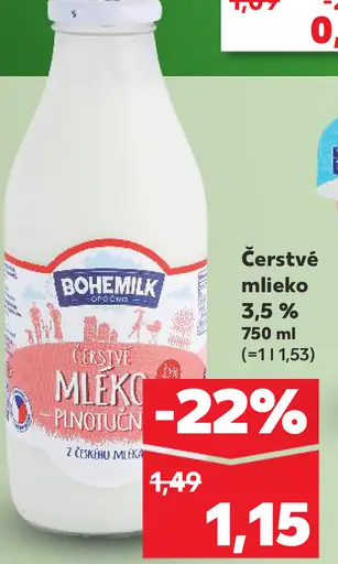 Bohemilk Čerstvé mlieko 3,5%