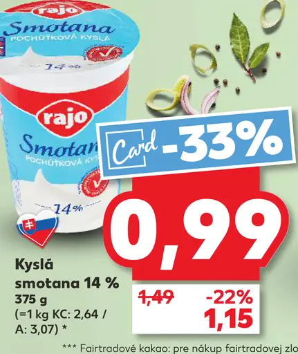 Rajo Kyslá smotana 14%
