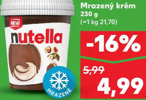 Nutella mrazený krém lieskovoorieškový