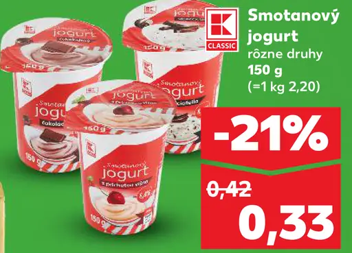 K-Classic Smotanový jogurt rôzne druhy