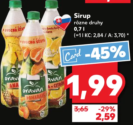Sirup rôzne druhy