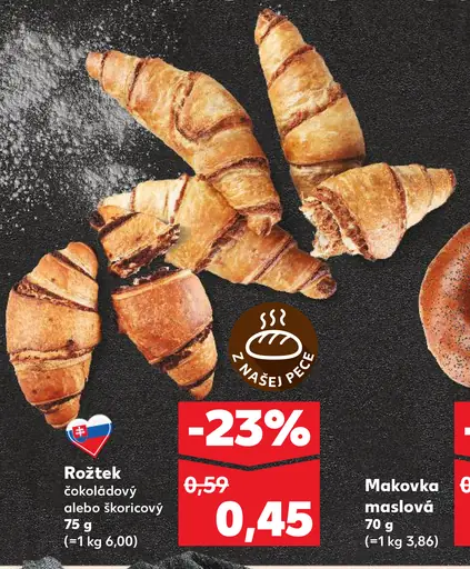 Rožtek čokoládový alebo škoricový