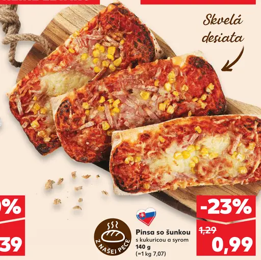 Pinsa so šunkou s kukuricou a syrom