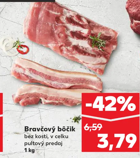 Bravčový bôčik bez kosti údený