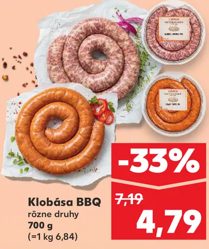 Klobása BBQ rôzne druhy