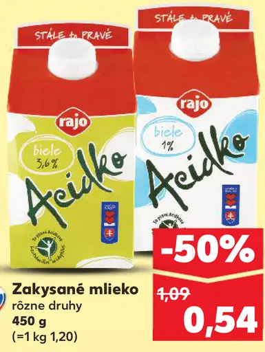 Rajo Zakysané mlieko rôzne druhy
