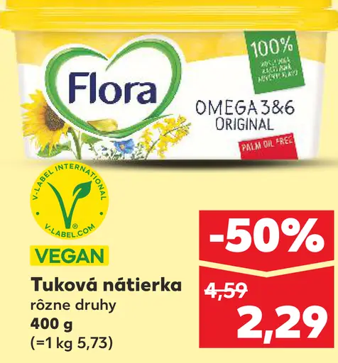 Flora Omega 3 & 6 Original tuková nátierka