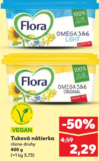 Flora Omega 3&6 light tuková nátierka