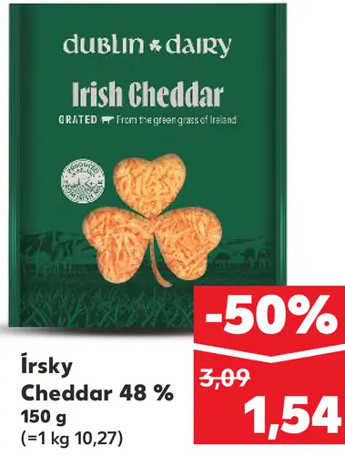 Dublin Dairy Irish Cheddar strúhaný syr 48 % tuku