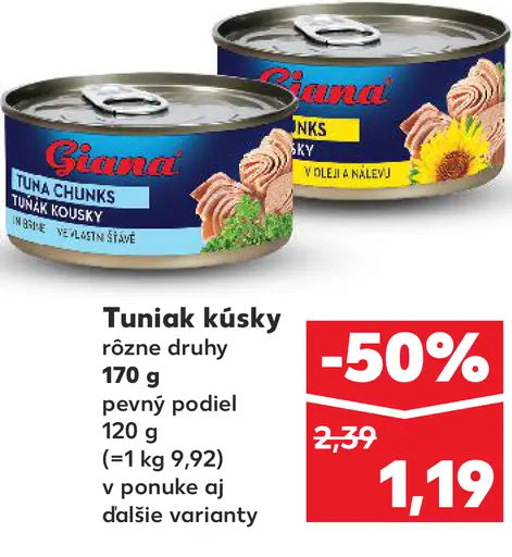 Giana tuniak kúsky v oleji rôzne druhy