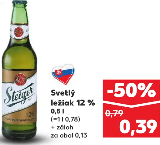 Steiger Svetlý ležiak 12 % plechovka