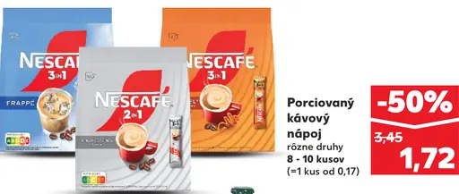 Nescafé porciovaný kávový nápoj 3 v 1, 2 v 1, Frappé