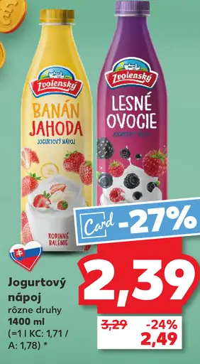 Jogurtový nápoj Banán Jahoda