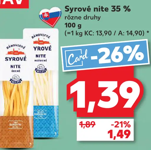 Sýrové nite 35 % rôzne druhy