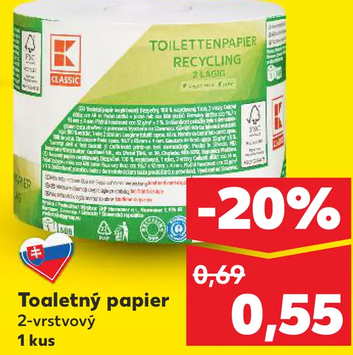K-Classic Toaletný papier 2-vrstvový