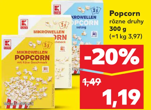 K-Classic Popcorn rôzne druhy