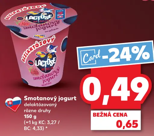 Lactose smotanový jogurt malinový