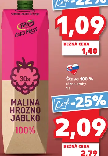 RIO Cold Press 100% šťava malina hrozno jablko