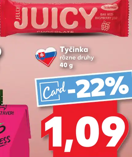 Juicy čokoládová tyčinka malinová