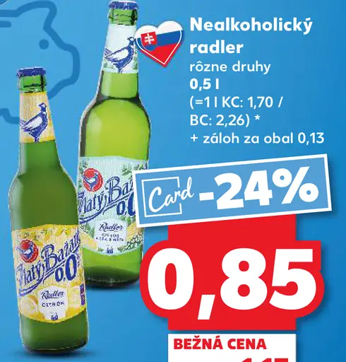 Nealkoholický radler rôzne druhy