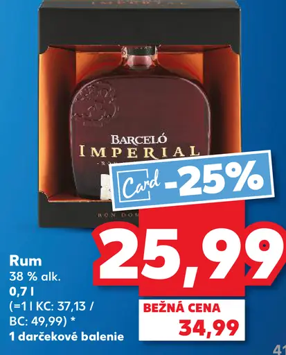 Barceló Imperial rum 38 % darčekové balenie