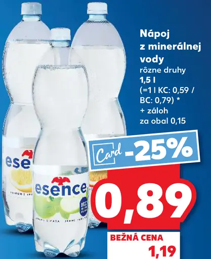 Esence nápoj z minerálnej vody rôzne druhy