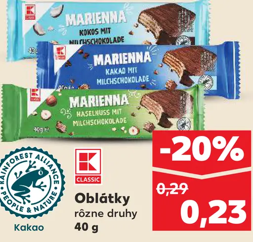 K Classic oblátky rôzne druhy