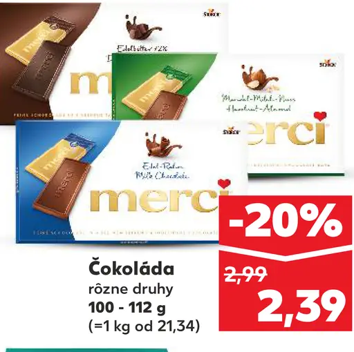 Merci čokoláda rôzne druhy