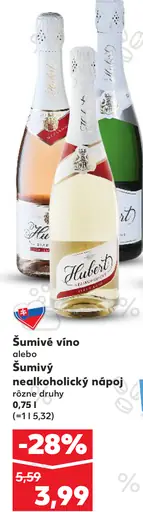 Hubert šumivé víno alebo šumivý nealkoholický nápoj