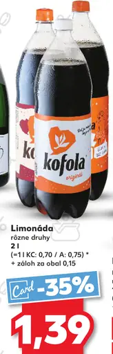 Kofola limonáda rôzne druhy