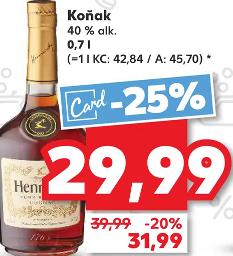 Hennessy koňak 40 % alk.