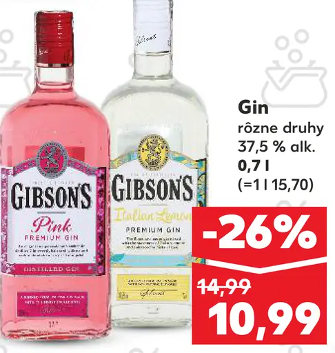 Gibson's gin rôzne druhy 37,5 % alk.
