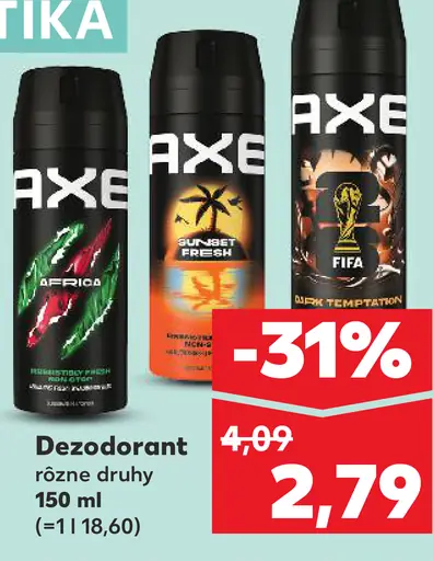 Axe deodorant sprej rôzne druhy
