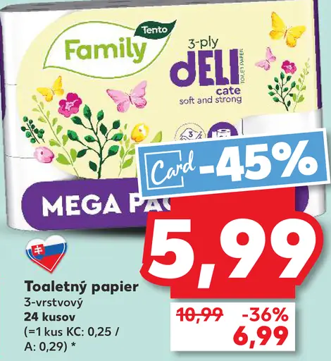 Tento Family toaletný papier 3-vrstvový