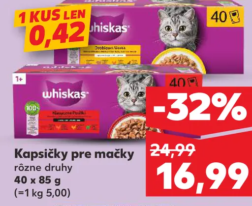 Whiskas kapsičky pre mačky 2 druhy